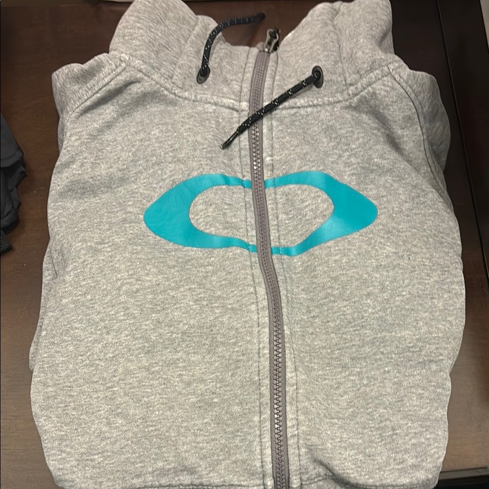 Oakley Gray and Blue Sweatshirt Hoodie